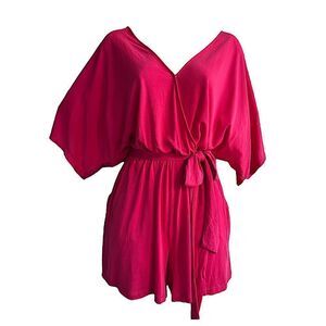 Lush Material Girl Dolman Sleeve Romper Pink Coral NWT